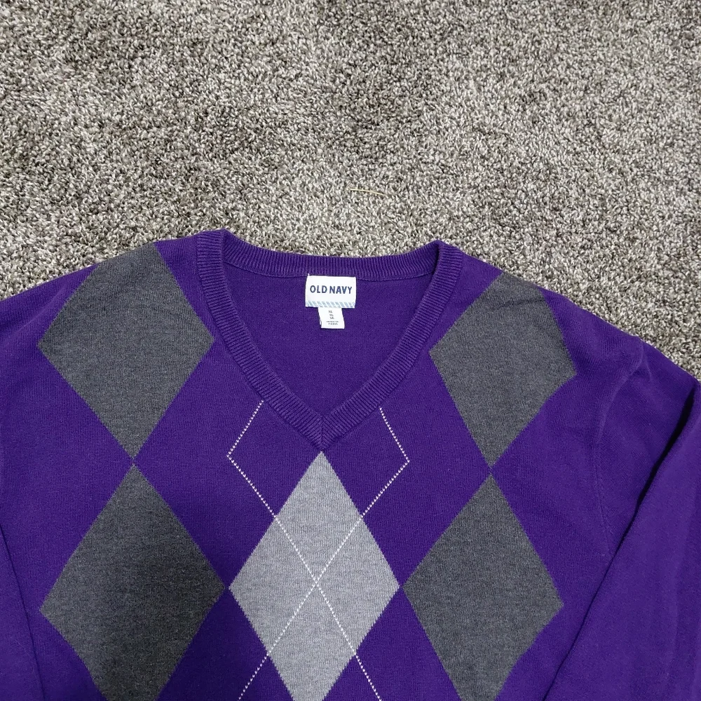Old Navy Sweater Men Xl Argyle Pullover V Neck Long Sleeve